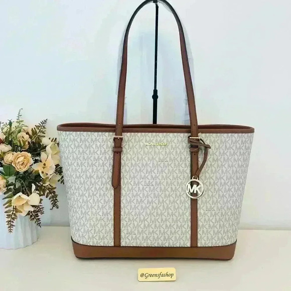 Michael Kors Purse & wallet Jet Set Travel Large Tote Shoulder Bag Vanilla - Picture 2 of 12